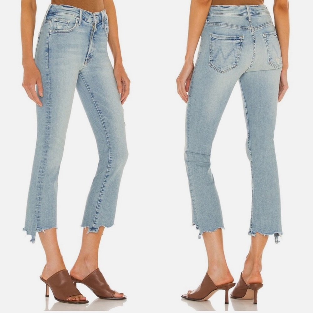 Mother Insider Crop Step Chew Mid-Rise Denim in Outerspace